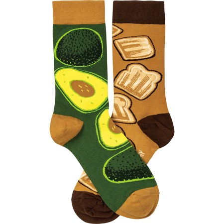 Socks - Avocado & Toast - One Size Fits Most - Cotton, Nylon, Spandex