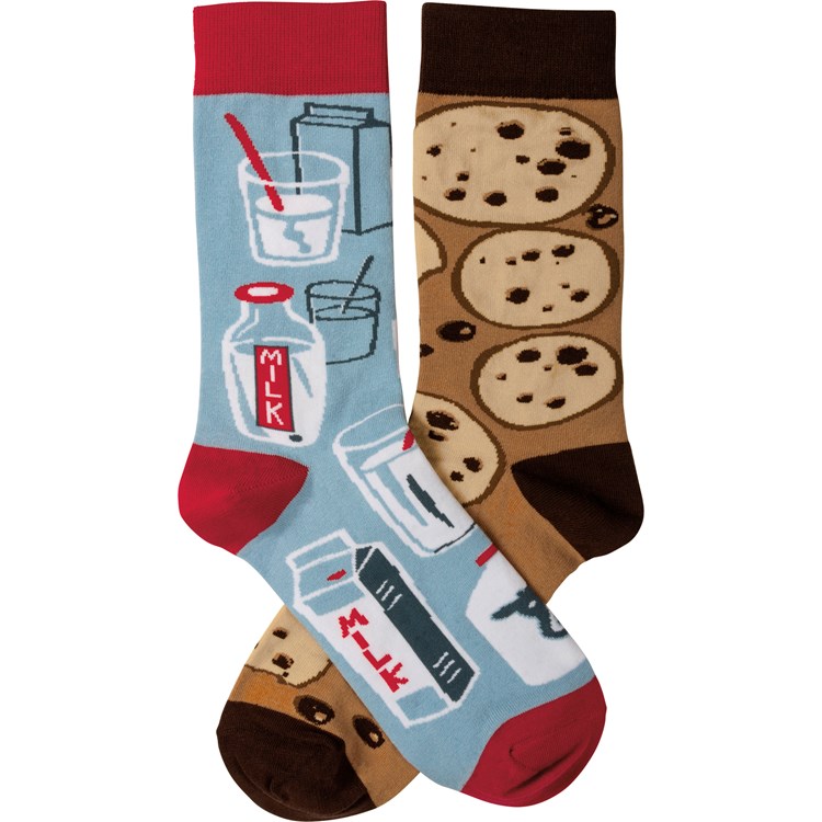 Socks - Milk & Cookies - One Size Fits Most - Cotton, Nylon, Spandex
