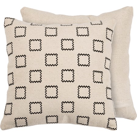 Pillow - Black Square - 15" x 15" - Cotton, Zipper