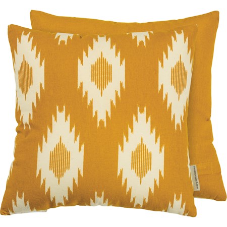 Pillow - Saffron Ikat - 15" x 15" - Cotton, Zipper