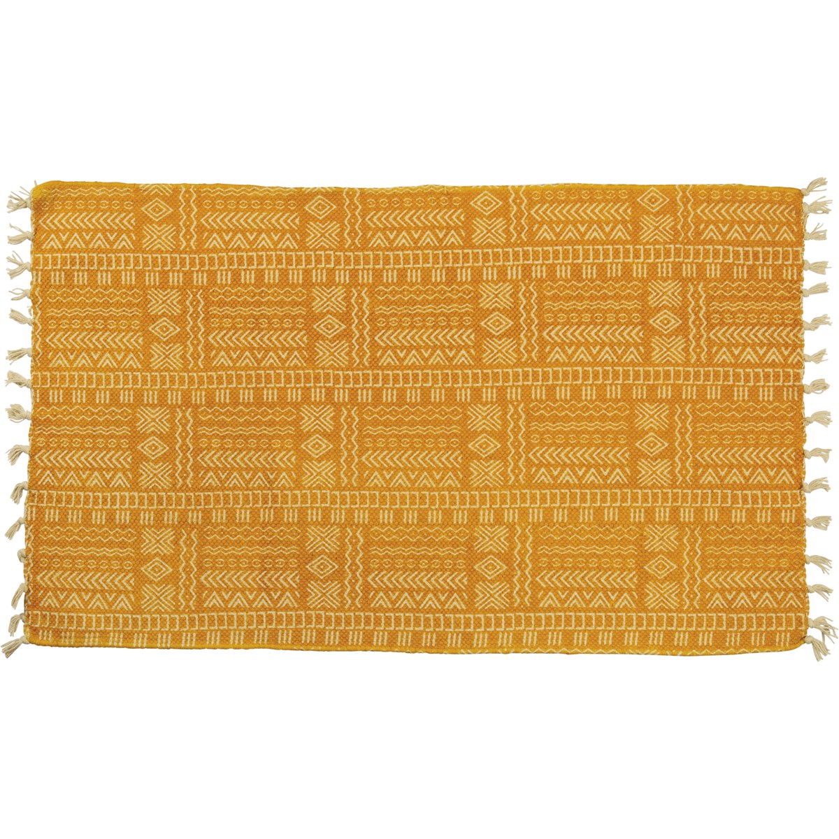 Rug - Saffron Fringe - 34" x 20" - Cotton, Latex skid-resistant backing