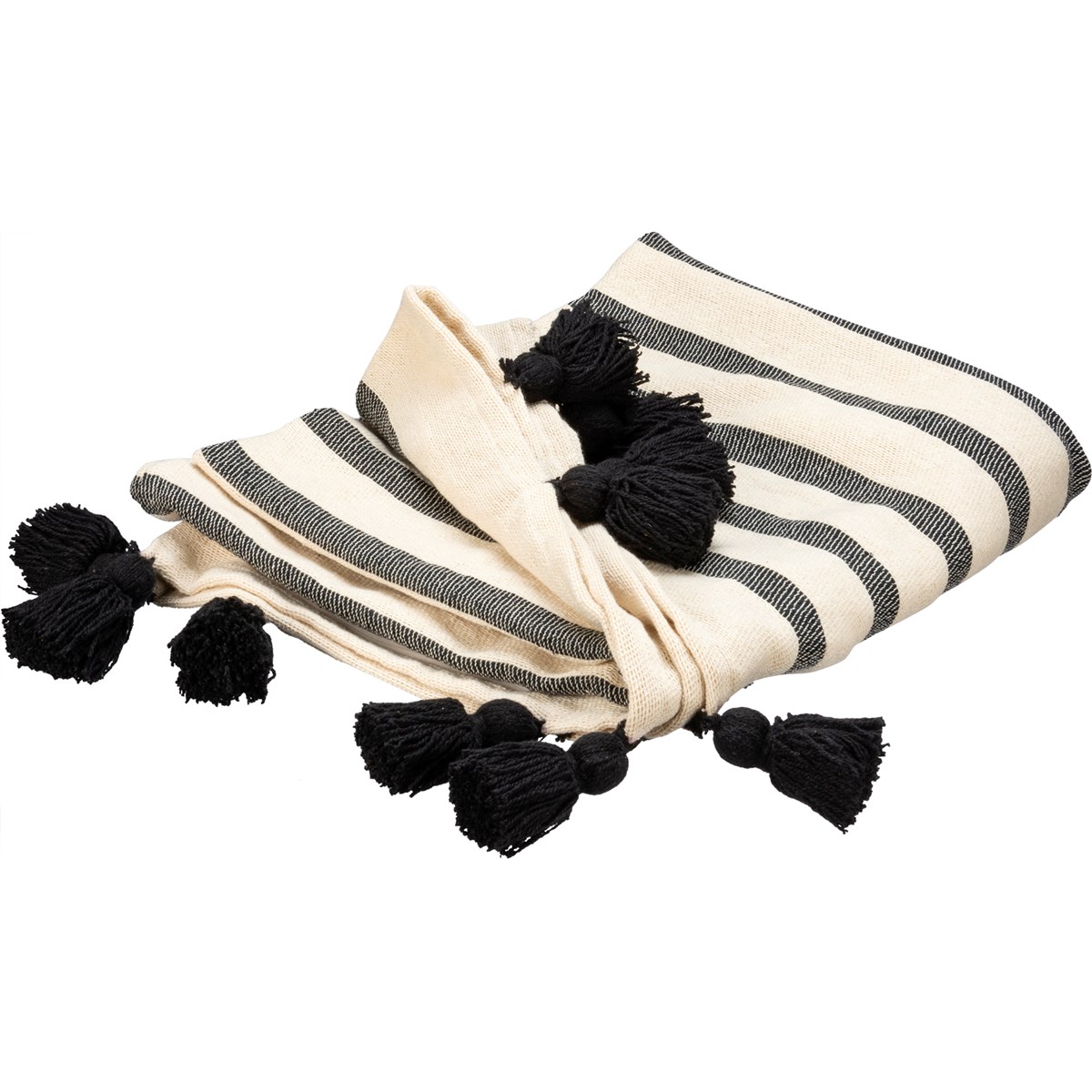 Black Tassels Throw Blanket - Cotton