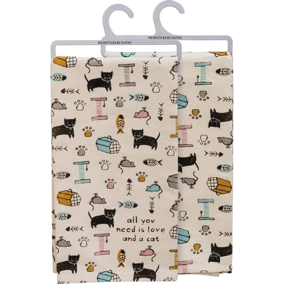 All You Need Is Love And A Cat Kitchen Towel - Cotton, Linen