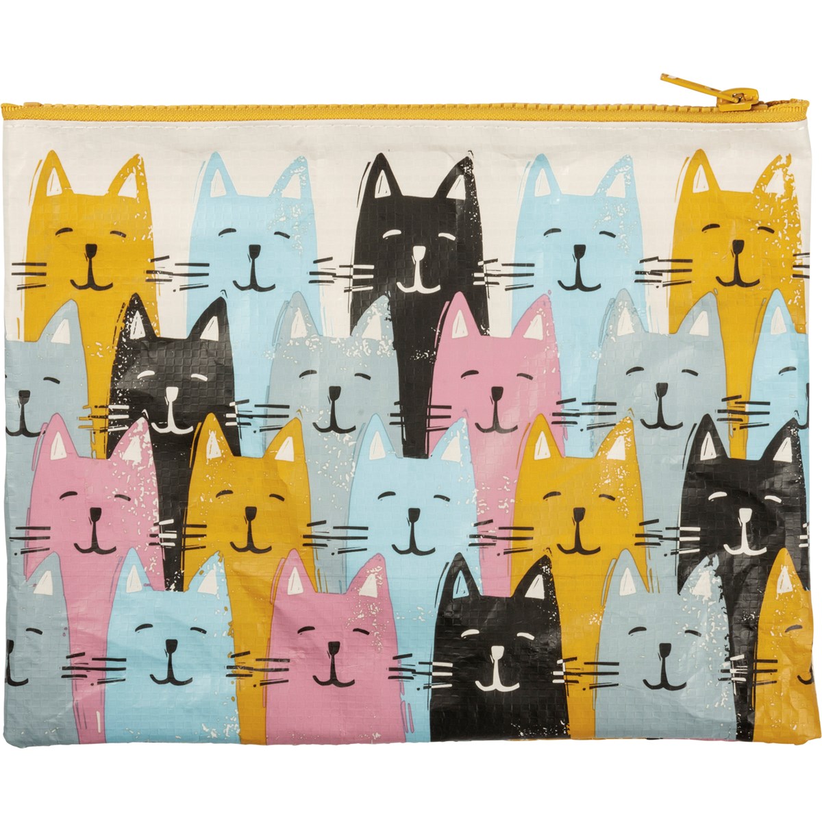Zipper Pouch - One Cat Away From Crazy Cat Lady - 9.50" x 7" - Post-Consumer Material, Plastic, Metal