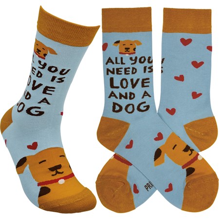 Socks - Need Is Love And A Dog - One Size Fits Most - Cotton, Nylon, Spandex