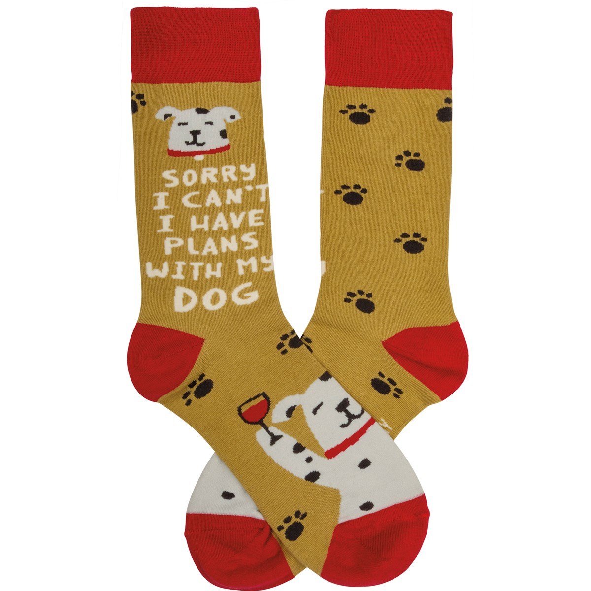 Socks - Sorry I Can't I Have Plans With My Dog - One Size Fits Most - Cotton, Nylon, Spandex