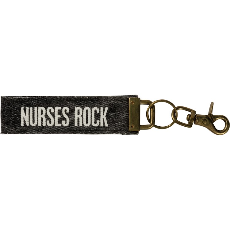 Keychain - Nurses Rock - 8.75" x 1.50" - Canvas, Metal