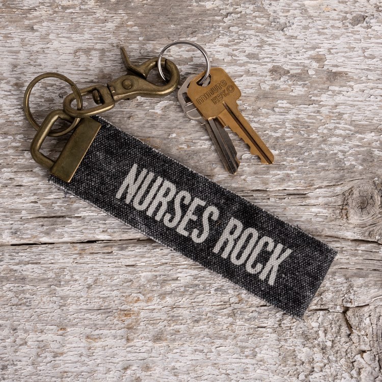 Keychain - Nurses Rock - 8.75" x 1.50" - Canvas, Metal