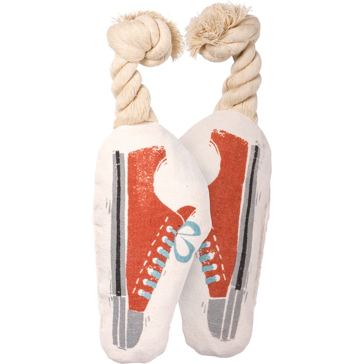 Dog Toy - Sneaker - 3.75" x 7.25" x 2" - Canvas, Rope