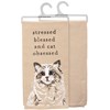 Stressed Blessed And Cat Obsessed Kitchen Towel - Cotton, Linen