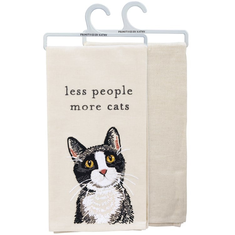 Kitchen Towel - Less People More Cats - 20" x 26" - Cotton, Linen