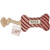 Dog Toy - Naughty And Nice Bone - 3.50" x 6" x 2" - Cotton, Rope