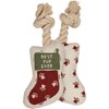 Dog Toy - Stocking - Best Pup Ever - 4" x 6" x 2" - Cotton, Rope