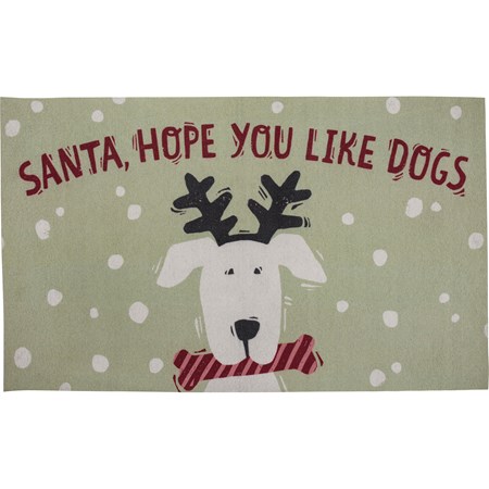 Rug - Santa Hope You Like Dogs - 34" x 20" - Polyester, PVC skid-resistant backing