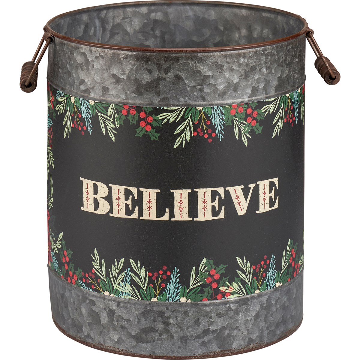 Merry And Bright Bucket Set - Metal, Paper, Wood