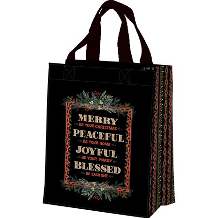 Daily Tote - Merry Be Your Christmas - 8.75" x 10.25" x 4.75" - Post-Consumer Material, Nylon