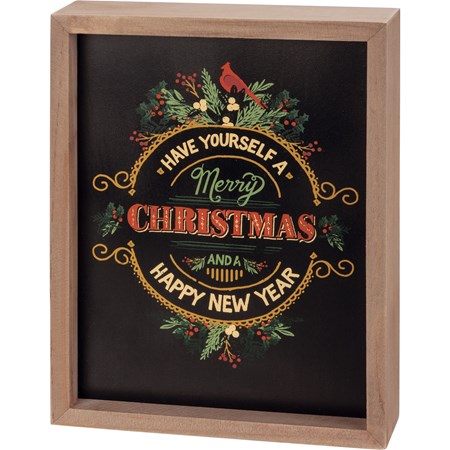 Inset Box Sign - Have Yourself A Merry Christmas - 7" x 9" x 1.75"  - Wood