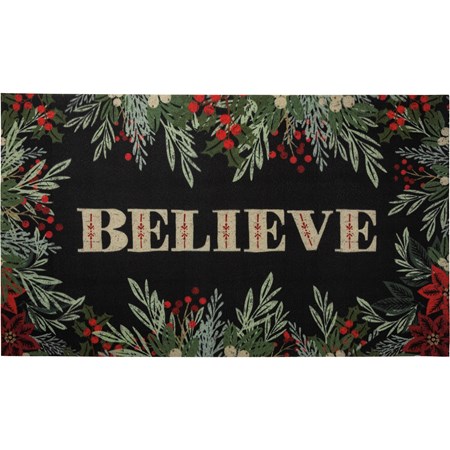 Rug - Believe - 34" x 20"  - Polyester, PVC skid-resistant backing