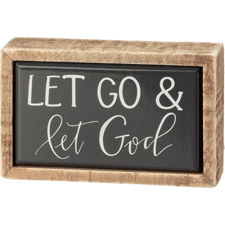 Box Sign Mini - Let Go & Let God - 4" x 2.50" x 1" - Wood