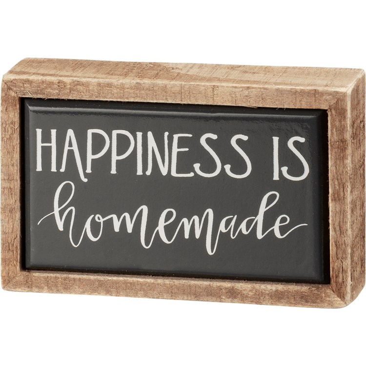 Box Sign Mini - Happiness Is Homemade - 4" x 2.50" x 1" - Wood