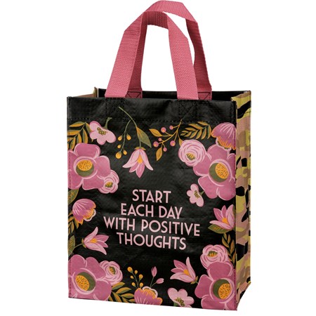 Daily Tote - Start Each Day With Positive Thoughts - 8.75" x 10.25" x 4.75" - Post-Consumer Material, Nylon