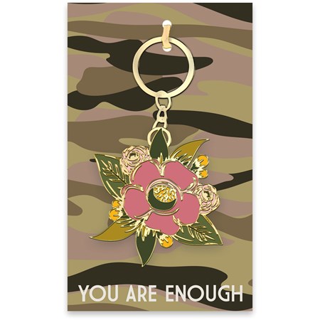 Keychain - You Are Enough - 2.25" x 2.25", Card: 3" x 5" - Metal, Enamel, Paper