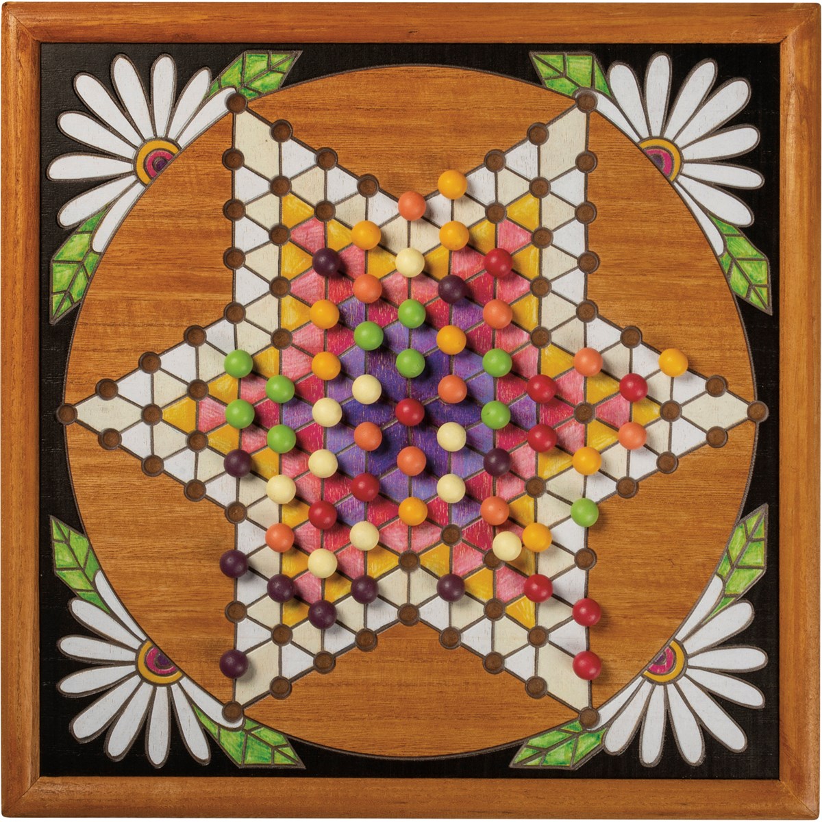 Chinese Checkers Wall Game - Wood, Plastic, Cotton