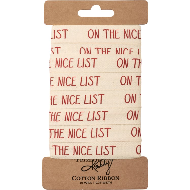 On The Nice List Ribbon - Cotton