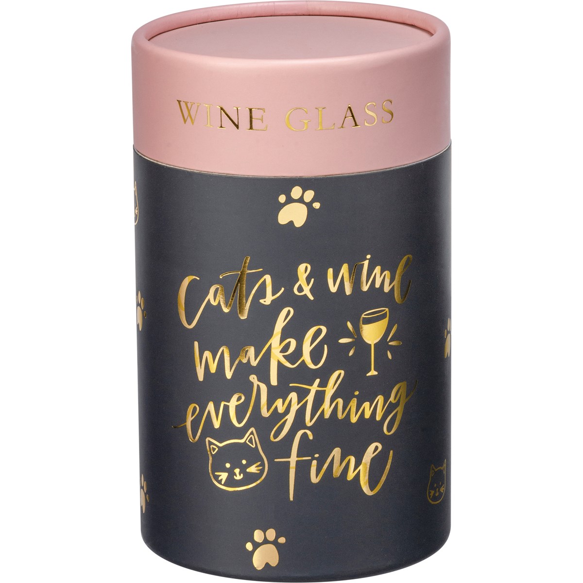 Cats & Wine Make Everything Fine Wine Glass - Glass