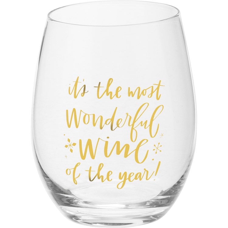 Most Wonderful Wine Of The Year Wine Glass - Glass