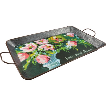 Tray - Home Sweet Home - 22.25" x 12.50" x 1.50" - Metal, Paper