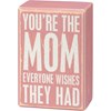 You're The Mom Box Sign And Sock Set - Wood, Cotton, Nylon, Spandex, Ribbon
