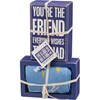 You're The Friend Box Sign And Sock Set - Wood, Cotton, Nylon, Spandex, Ribbon