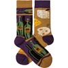 Socks - Wine & Cheese - One Size Fits Most - Cotton, Nylon, Spandex