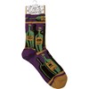 Socks - Wine & Cheese - One Size Fits Most - Cotton, Nylon, Spandex