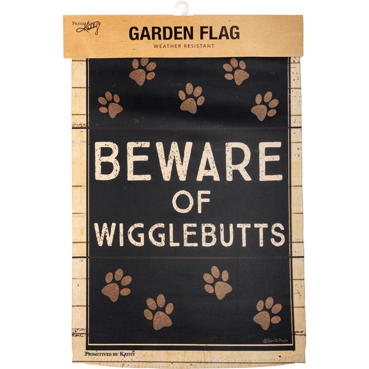 Garden Flag - Beware Of Wigglebutts - 12" x 18" - Polyester