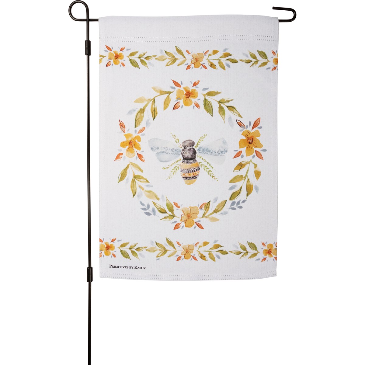 Floral Bee Garden Flag - Polyester