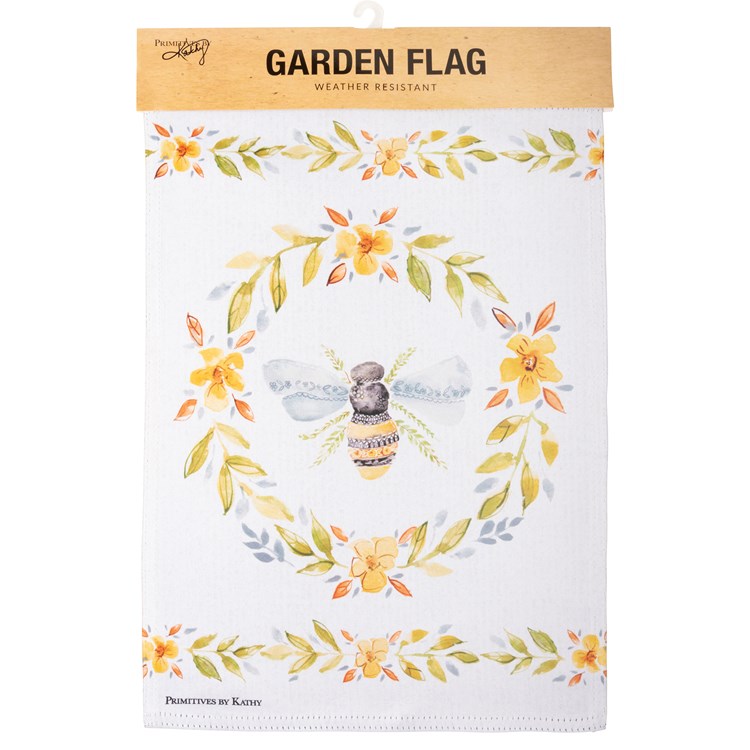 Garden Flag - Floral Bee - 12" x 18" - Polyester