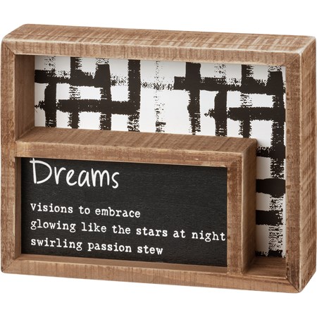 Inset Box Sign - Dreams Visions To Embrace - 7.50" x 6" x 1.75" - Wood