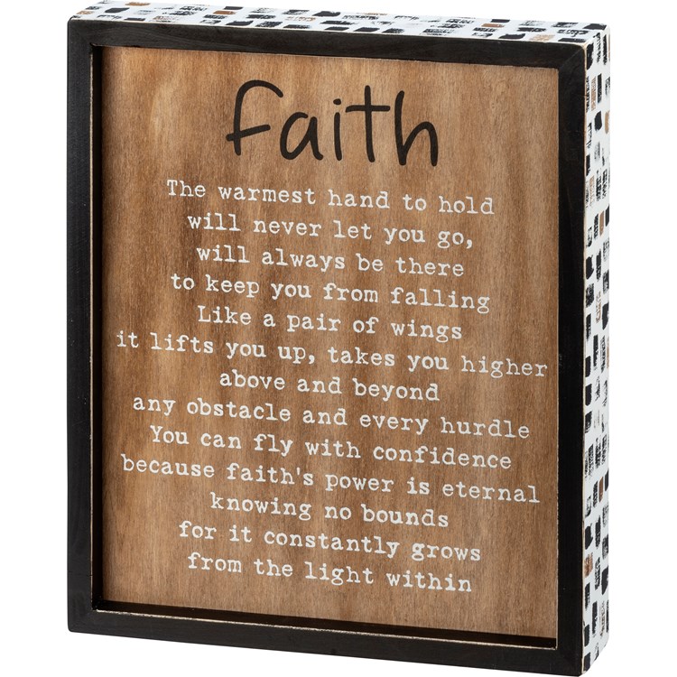 Faith The Light Within Inset Box Sign - Wood
