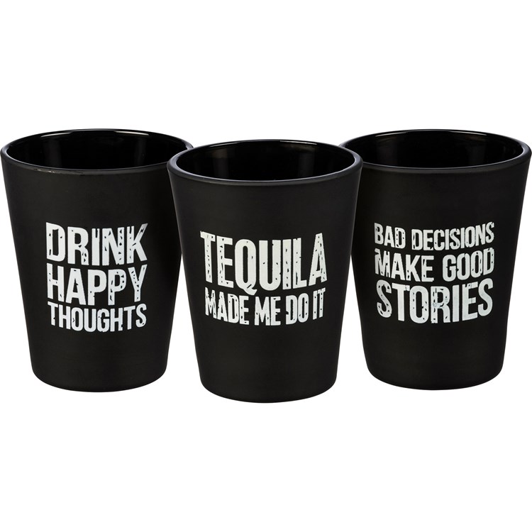 Drink Happy Thoughts Shot Glass Set | Primitives By Kathy