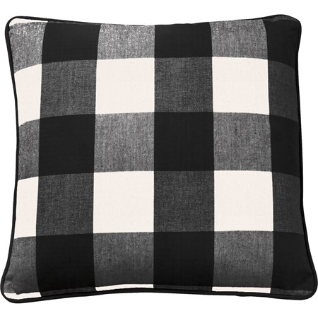 Pillow - Black Buff Check - 16" x 16" - Cotton, Zipper