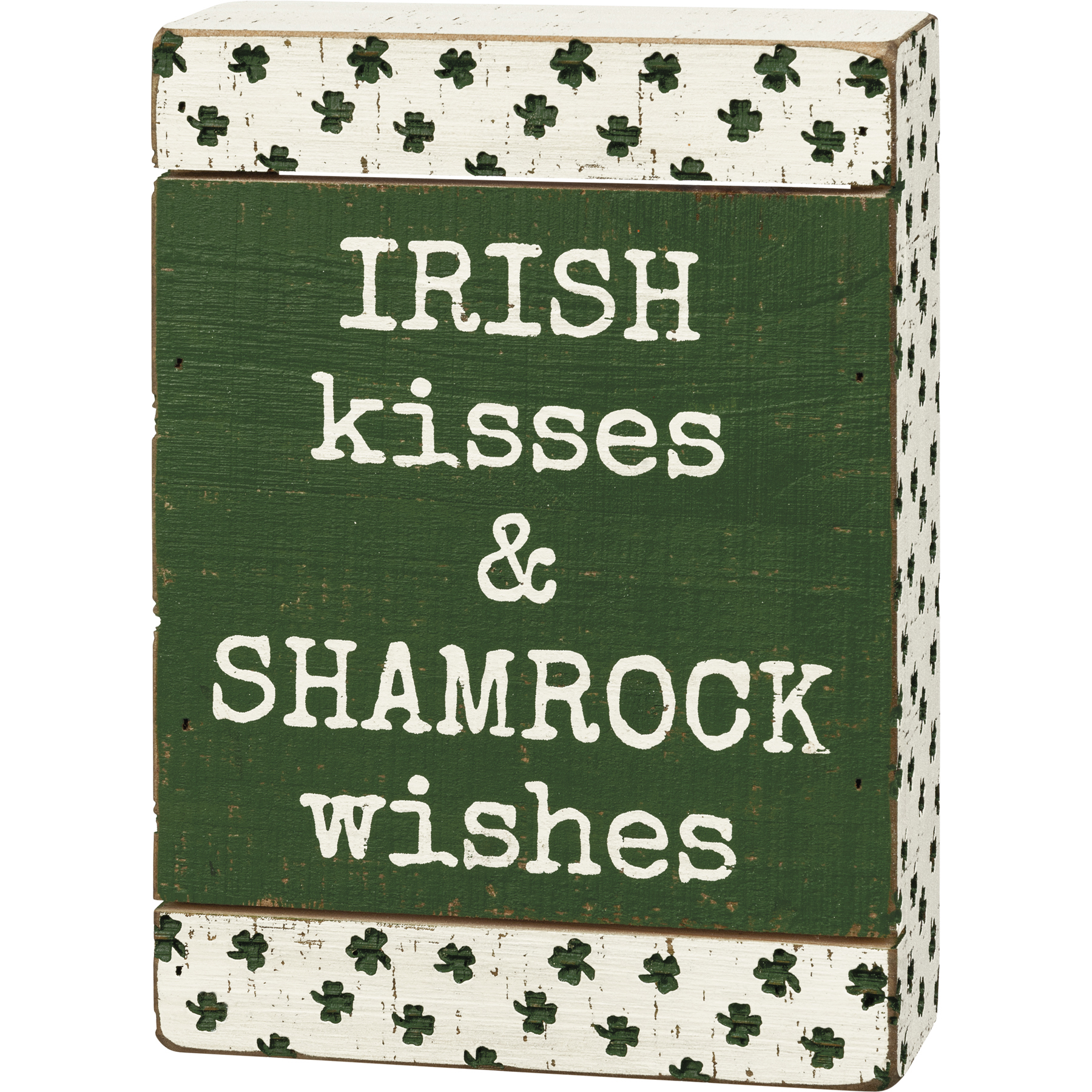 Patricks Day Box Sign Irish Kisses Shamrock Wishes Primitives by Kathy St 