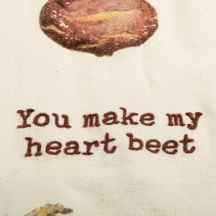 Kitchen Towel - You Make My Heart Beet - 18" x 28" - Cotton, Linen
