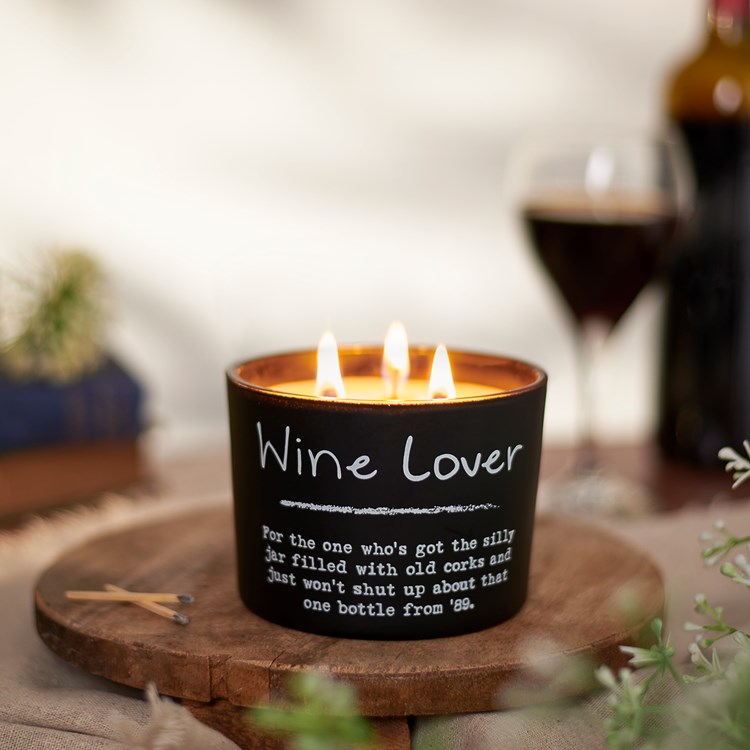 Wine Lover Candle - Soy Wax, Glass, Wood
