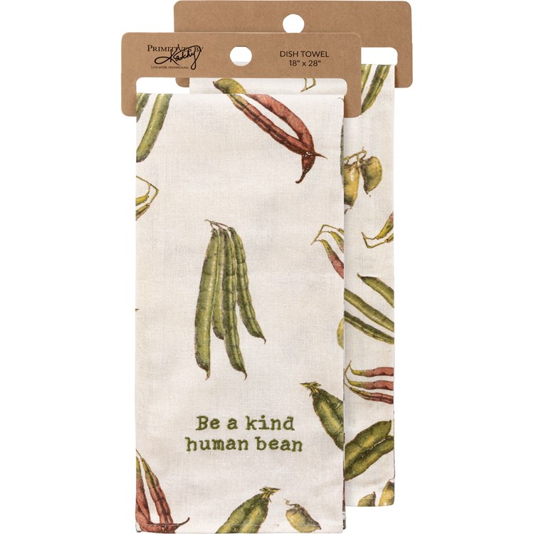 Kitchen Towel - Be A Kind Human Bean - 18" x 28" - Cotton, Linen