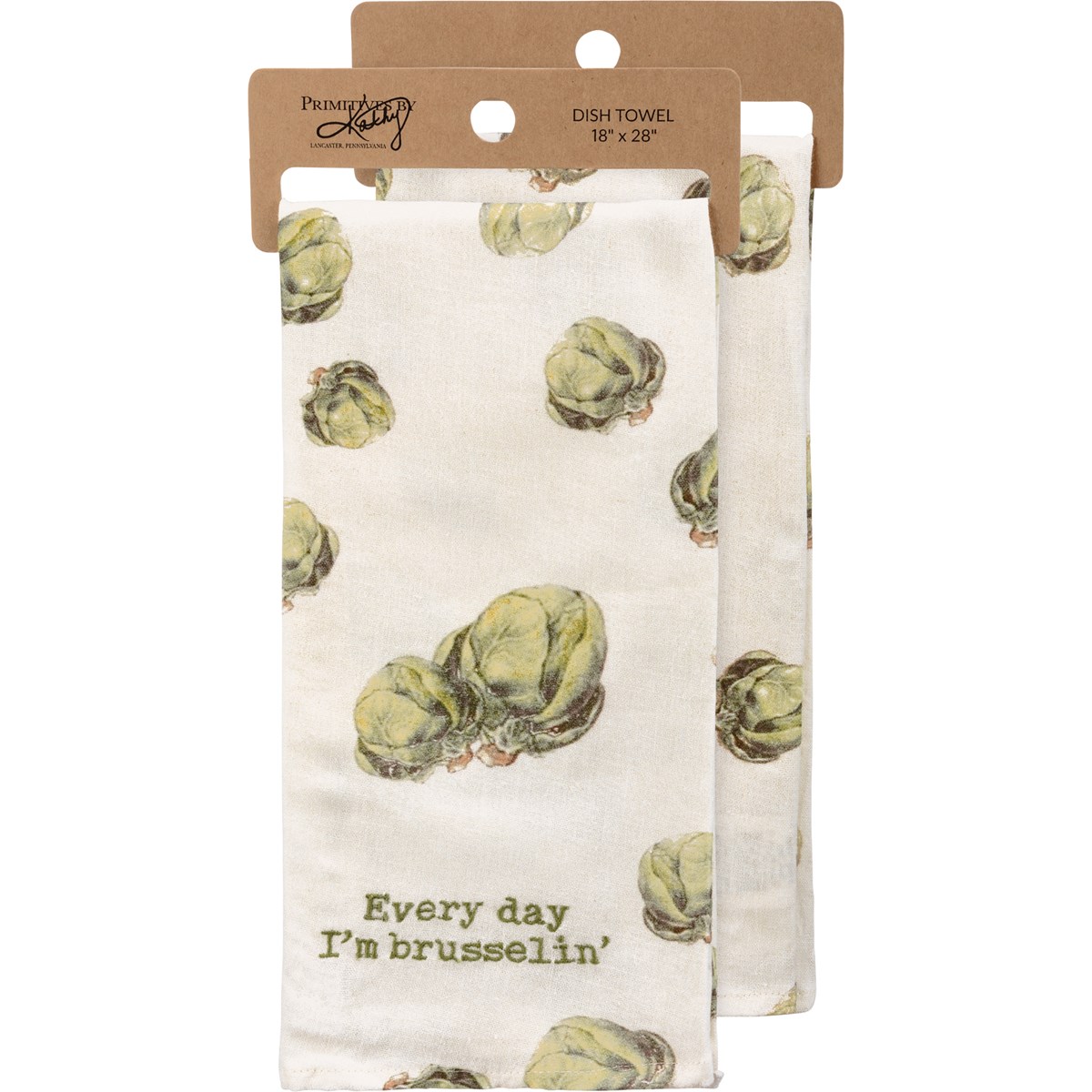 Every Day I'm Brusselin' Kitchen Towel - Cotton, Linen