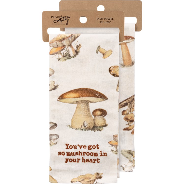 Kitchen Towel - You've Got Mushroom In Your Heart - 18" x 28" - Cotton, Linen