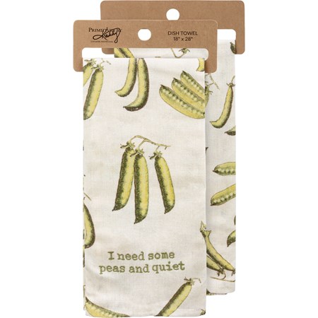 Kitchen Towel - I Need Some Peas And Quiet - 18" x 28" - Cotton, Linen