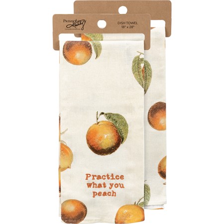 Kitchen Towel - Practice What You Peach - 18" x 28" - Cotton, Linen